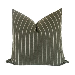 Green Stripe Throw Pillow, Dark Green Cotton Pillow, Decorative Throw Pillow, Olive Green Pillow, Green Pillow Covers, Pillow Covers 20x20