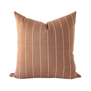 Terracotta Throw Pillow • Decorative Pillow • Boho Pillow Cover • Textured Pillow • Striped Pillow Cover • Rust Linen Pillow || Silas