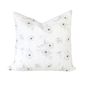 White Anemone Flower Pillow Cover: Neutral Accent Throw Pillow