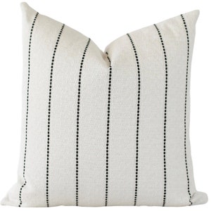 White and Black Stripe Pillow Cover, White Pillow Cover with Black Stripes, Black and White Pillow Covers 18x18, White Accent Pillow Covers