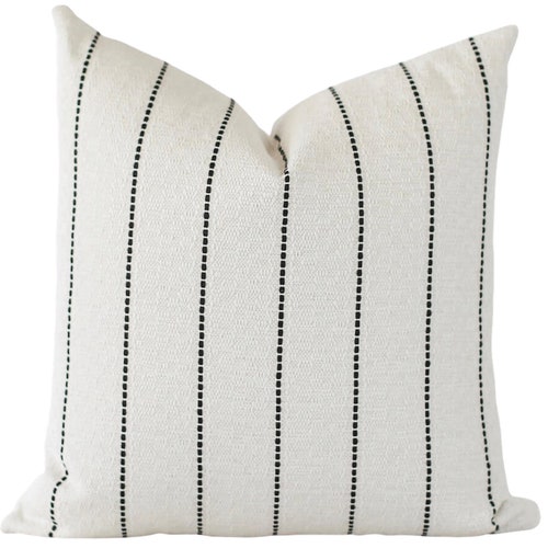White and Black Stripe Pillow Cover White Pillow Cover With Etsy