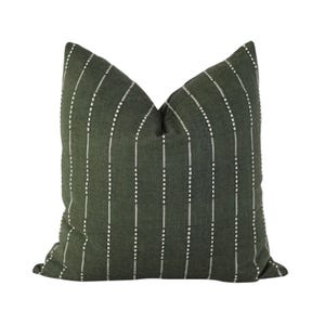 Green Stripe Pillow Cover • Dark Green Cotton Pillow • Decorative Throw Pillow • Modern Boho Pillow Covers • Cotton Pillow || Keaton