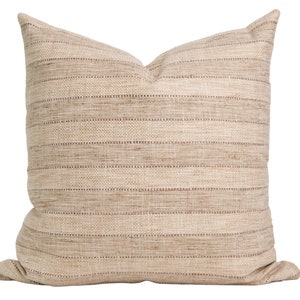 Cream Striped Pillow Covers, Modern Farmhouse Pillows, Woven Pillow Covers, Throw Pillows 20x20, Neutral Throw Pillows, 24x24 Pillow Covers