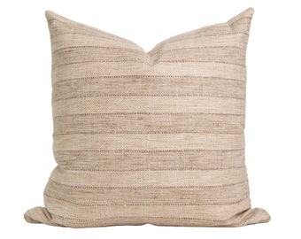 Cream Striped Pillow Covers, Modern Farmhouse Pillows, Woven Pillow Covers, Throw Pillows 20x20, Neutral Throw Pillows, 24x24 Pillow Covers