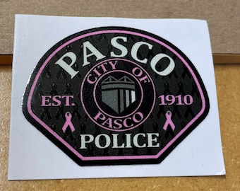 2020 Pasco Police Department Pink Patch Vinyl Sticker – Breast Cancer Awareness Edition