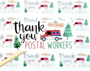 Christmas Postal Stickers, Thank You Postal Worker Stickers, Postal Appreciation, USPS Canada Post Stickers, Happy Mail Stickers, Set of 18