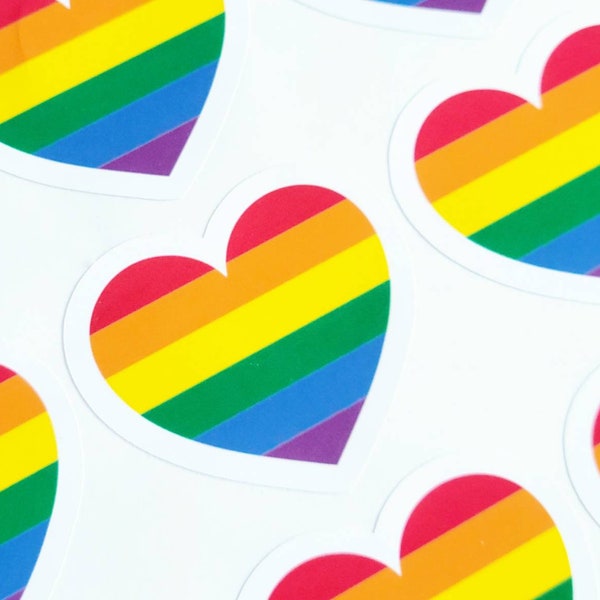 Pride Stickers, Rainbow Heart Stickers, LGBTQ+ Sticker, Rainbow Pride Sticker, Love is Love Sticker, LGBTQ+ Ally Sticker, Set of 12 or 30