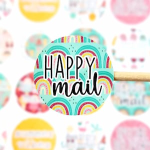 Stickers arc-en-ciel Happy Mail, Stickers été, Stickers Merci, Stickers Popsicle, Stickers Correspondant, Stickers Petites Entreprises, Lot de 20