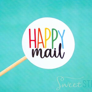 Happy Mail Stickers, Envelope Stickers, Small Business Stickers, Happy Mail Labels, Packaging Stickers, Envelope Seals, Set of 20 Stickers