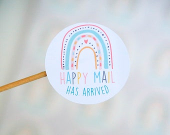 Happy Mail Stickers, Envelope Stickers, Rainbow Stickers, Small Business Stickers, Packaging Stickers, Envelope Seals, Set of 20 Stickers
