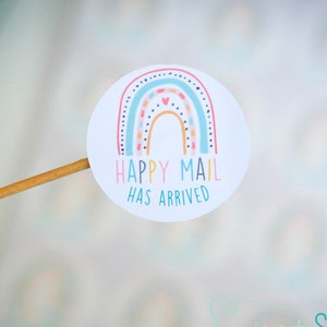 Happy Mail Stickers, Envelope Stickers, Rainbow Stickers, Small Business Stickers, Packaging Stickers, Envelope Seals, Set of 20 Stickers