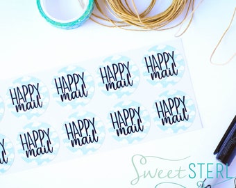 Happy Mail Stickers, Envelope Stickers, Small Business Stickers, Happy Mail Labels, Packaging Stickers, Envelope Seals, Set of 20 Stickers