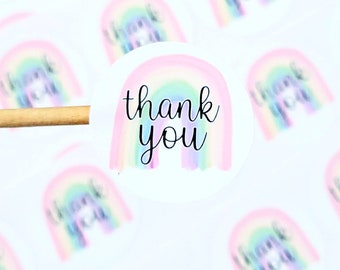 Rainbow Happy Mail Stickers, Thank You Stickers, Small Business Stickers, Labels, Packaging Stickers, Envelope Seals, Set of 20 Stickers
