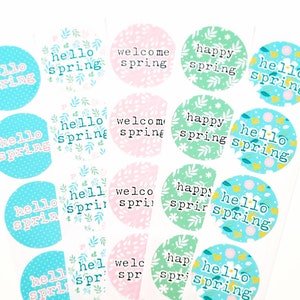 Stickers Happy Mail printanier, Stickers de remerciement printanier, Stickers fleuris Happy Mail, Stickers de commande, Stickers de remerciement pour entreprise, quantité 20