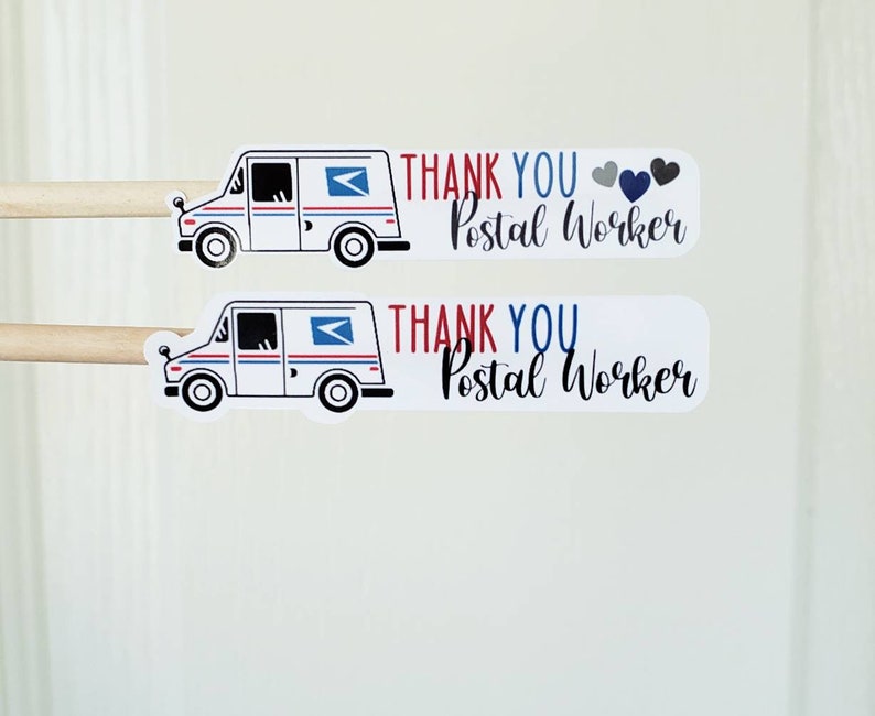 Postal Thank You Stickers, Happy Mail Stickers, Thank You Postal Worker Stickers, USPS Canada Post Stickers, Packaging Stickers, Set of 15 image 2