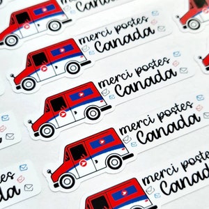 Stickers Postes Canada, Stickers Merci aux postiers, Stickers Postes Canada, Stickers d'emballage, Sticker Happy Mail, quantité 30/60/90