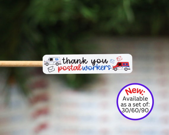 Postal Thank You Stickers, Thank You Postal Worker Stickers, USPS Canada Post Stickers, Packaging Stickers, Happy Mail Sticker, Qty 30/60/90