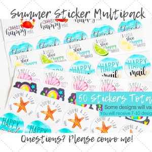 Stickers Happy Mail, Stickers été, Stickers arc-en-ciel, Stickers petites entreprises, Stickers de remerciement, Stickers de commande, lot de 50