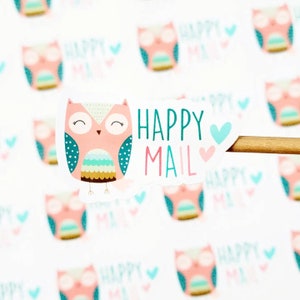 Stickers courrier joyeux printemps, Stickers hiboux, Stickers de remerciement printanier, Stickers de commande, Stickers d'entreprise, Qté 20/24