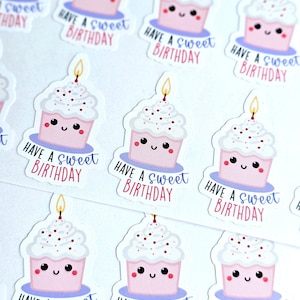 Stickers joyeux anniversaire, Stickers cupcake pour gâteau d'anniversaire, Stickers courrier Happy, Souhaits d'anniversaire, Joyeux anniversaire, Correspondant Stickers autocollants, lot de 24