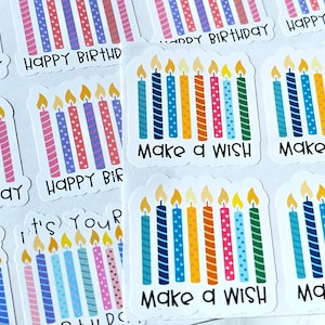 Autocollants joyeux anniversaire, autocollants pour gâteau d'anniversaire, autocollants Happy Mail, voeux d'anniversaire, stylos autocollants, lot de 20
