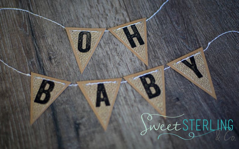 Oh Baby Baby Shower Cake Topper Oh Baby Burlap Cake Topper Gold Oh Baby Bunting Rustic Cake Topper Baby Shower Burlap Baby Banner