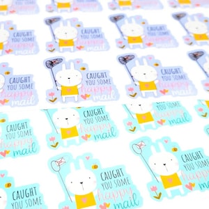 Stickers courrier joyeux printemps, autocollants de Pâques, autocollants lapin, autocollants de remerciement pour entreprise, quantité 20