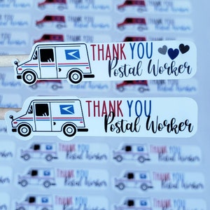 Postal Thank You Stickers, Happy Mail Stickers, Thank You Postal Worker Stickers, USPS Canada Post Stickers, Packaging Stickers, Set of 15 image 3