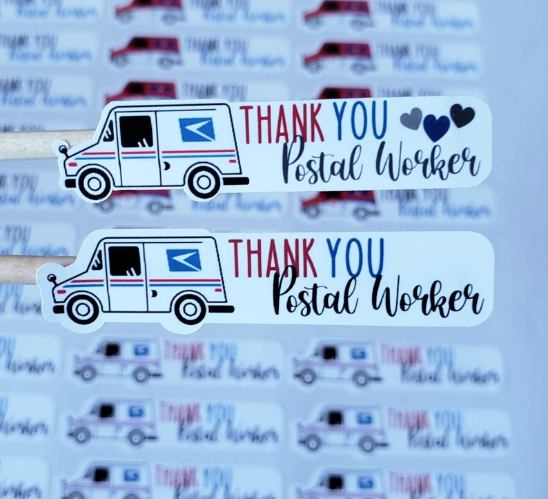 Postal Thank You Stickers, Happy Mail Stickers, Thank You Postal Worker Stickers, USPS Canada Post Stickers, Packaging Stickers, Set of 15 image 3