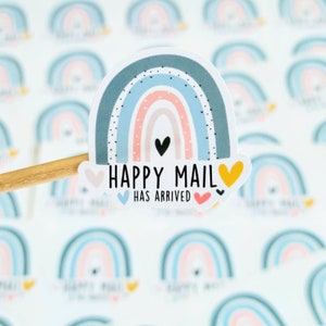 Stickers arc-en-ciel Happy Mail, autocollants pour enveloppes, autocollants petites entreprises, étiquettes, autocollants d'emballage, scellés pour enveloppes, lot de 20 autocollants