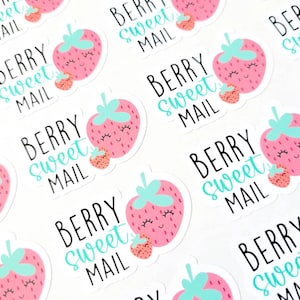 Stickers courrier Happy Summer, Stickers emballage d'été, Stickers fraises, Stickers fruits, Stickers de remerciement, Stickers de commande, lot de 20