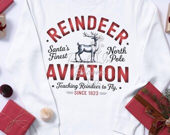 Renna Aviazione PNG: Design a sublimazione di renne natalizie (download digitale)