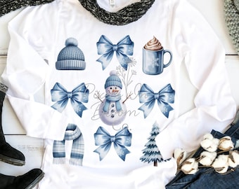 Winter Coquette PNG: Design a sublimazione Blue Coquette (download digitale)