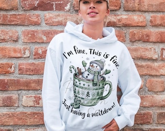 Divertente pupazzo di neve di Natale PNG: design sarcastico di cioccolata calda (download digitale)