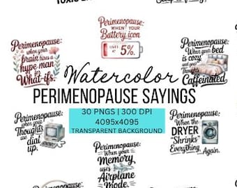 30 detti sulla perimenopausa in formato PNG: divertenti disegni di sublimazione sulla perimenopausa (download digitale)