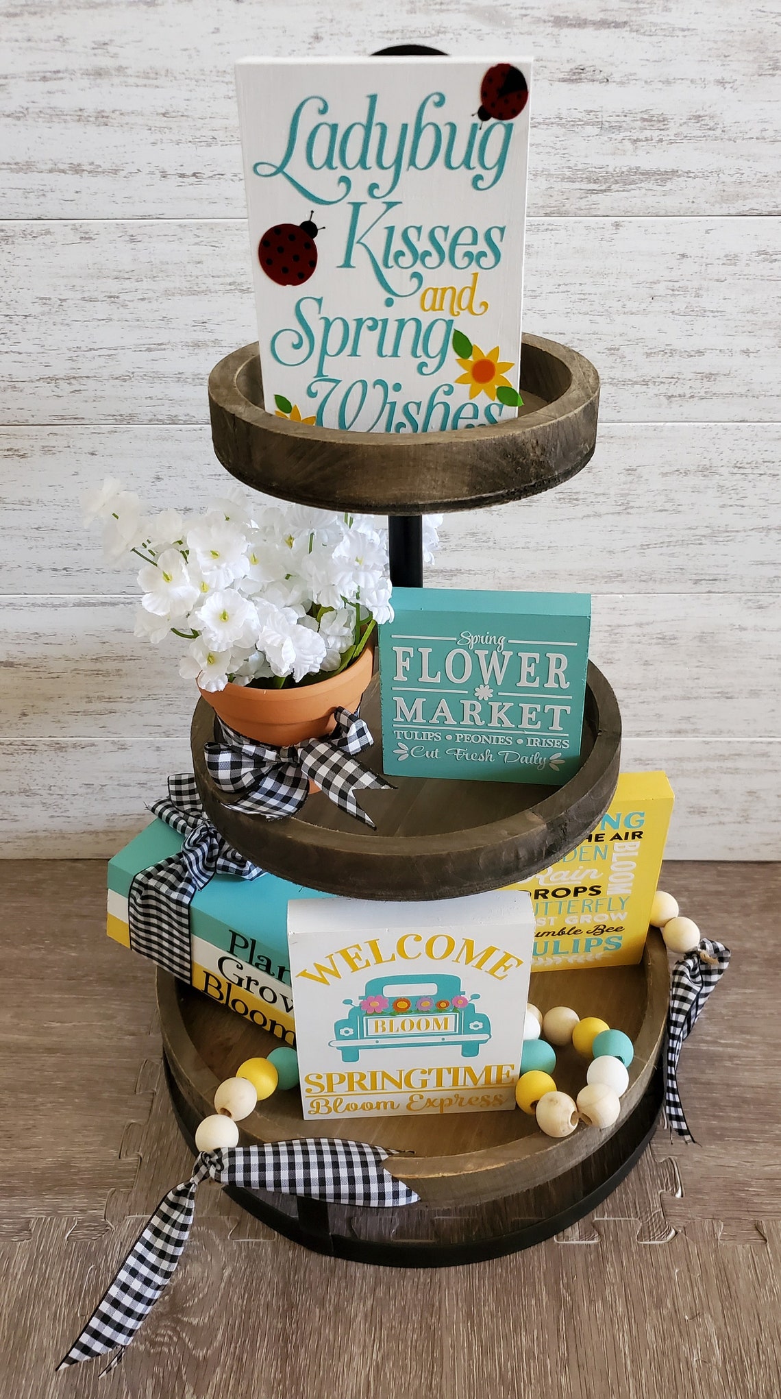 Spring Tiered Tray Decor Bundle Hello Spring Tiered Tray Set Etsy France