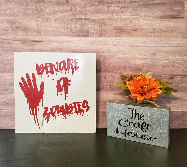Zombie Decor, Zombie Halloween Decor, Beware of Zombies Sign, Halloween Decor Zombies