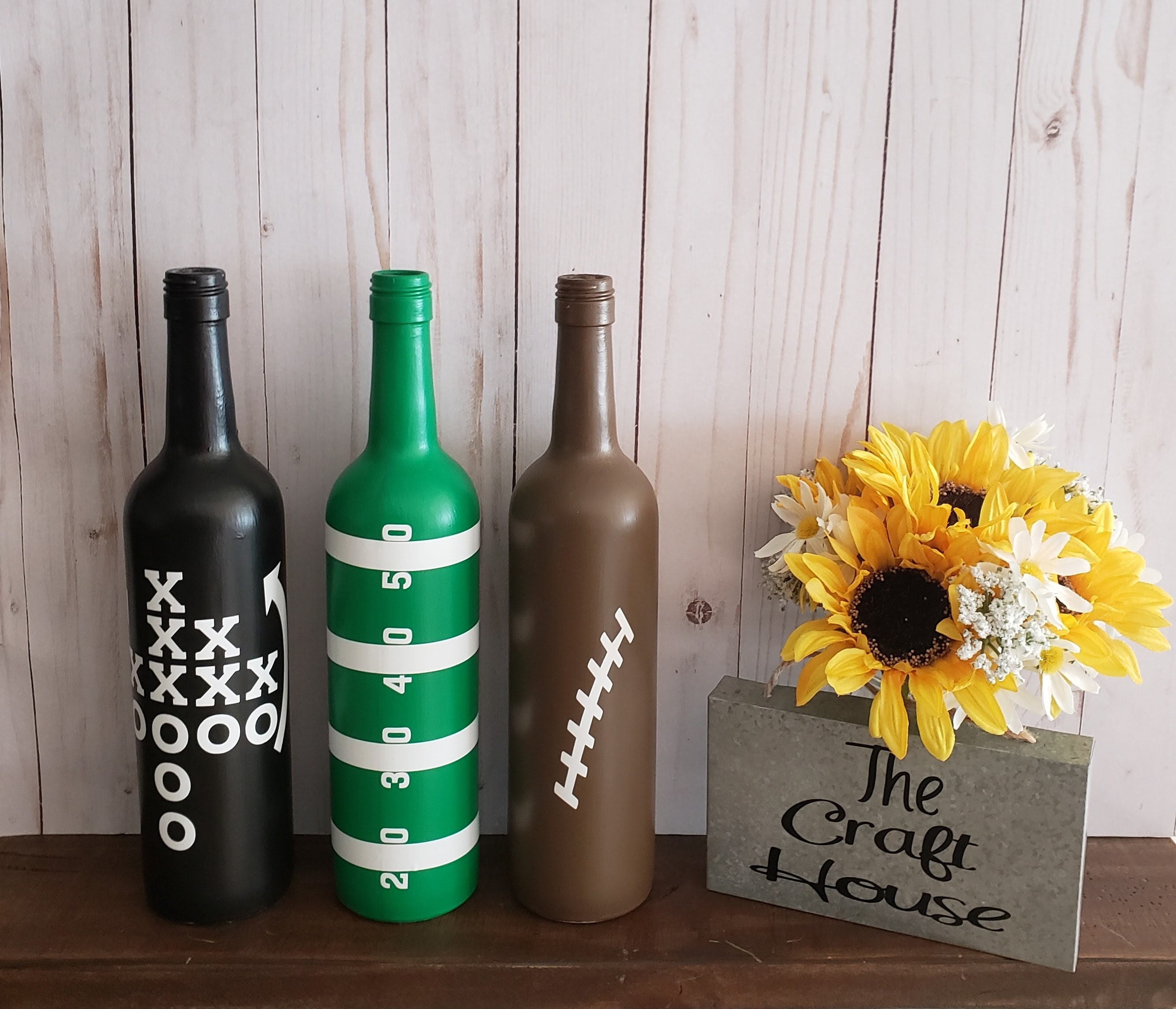 Football Wine Bottles Football Table Centerpieces Football Party Decor Football Theme Home Decor Football Mantel Decor