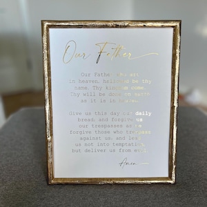 Our Father Prayer Gold Foil Print The Lords Prayer Metallic Foil Print Unframed