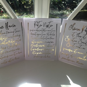 Latin Our Father Glory Be Hail Mary Prayer Gold Foil Print Set of 3