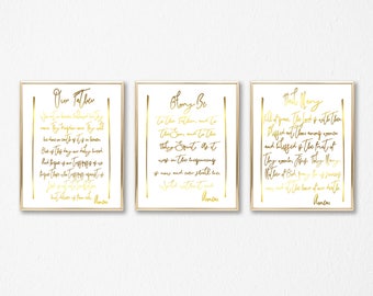 Our Father Glory Be Hail Mary Set of 3 Prayers Catholic Art The Lords Prayer The Blessed Virgin Mary The Trinity Catholic Prayers UNFRAMED