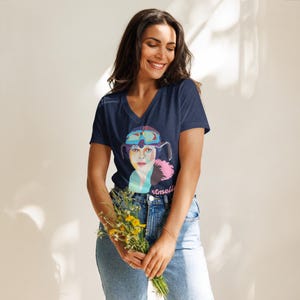 Camiseta Amelia Earhart con cuello en V para mujer: top suave y holgado