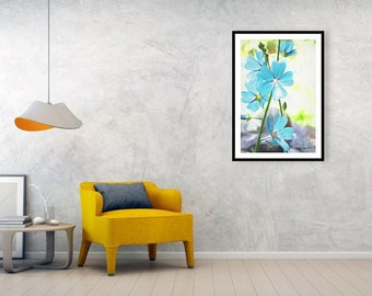 Flower Painting/Flower Art Print/Country Art/Blue Flowers/Wild Flowers/Botanical Wall Print/Office Decor/Blue Flower Prints/Floral Wall Art