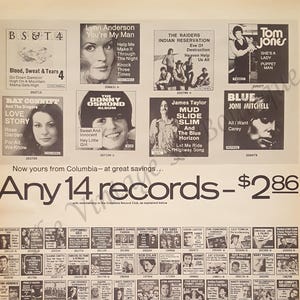Vintage Columbia Records Werbung/Records/Vintage Record Ads/Old Music Ads /