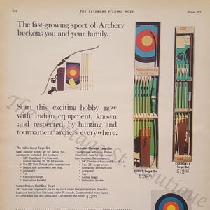 Jahrgang Bogenschießen Werbung/Samstag Abend Post/Bogenschießen/Bogen und Pfeile / stationär / Karte machen / Handwerk liefert / Jagd Lodge Kunst