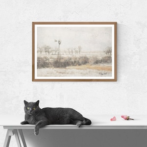 Printable Winter Landscapes/Rural Art/Windmill Wall Art/Windmill Wall Decor/Windmill Art/Windmill Print Landscape/Landscapes/