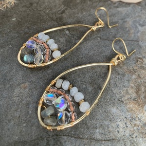 Boho style beaded hoop earrings
