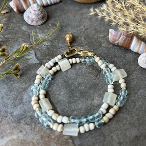 Beautiful boho style gemstone wrap bracelet .