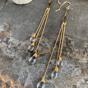 Beautiful boho style gemstone earrings .