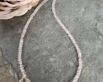 Sweet Rose Quartz gemstone necklace .